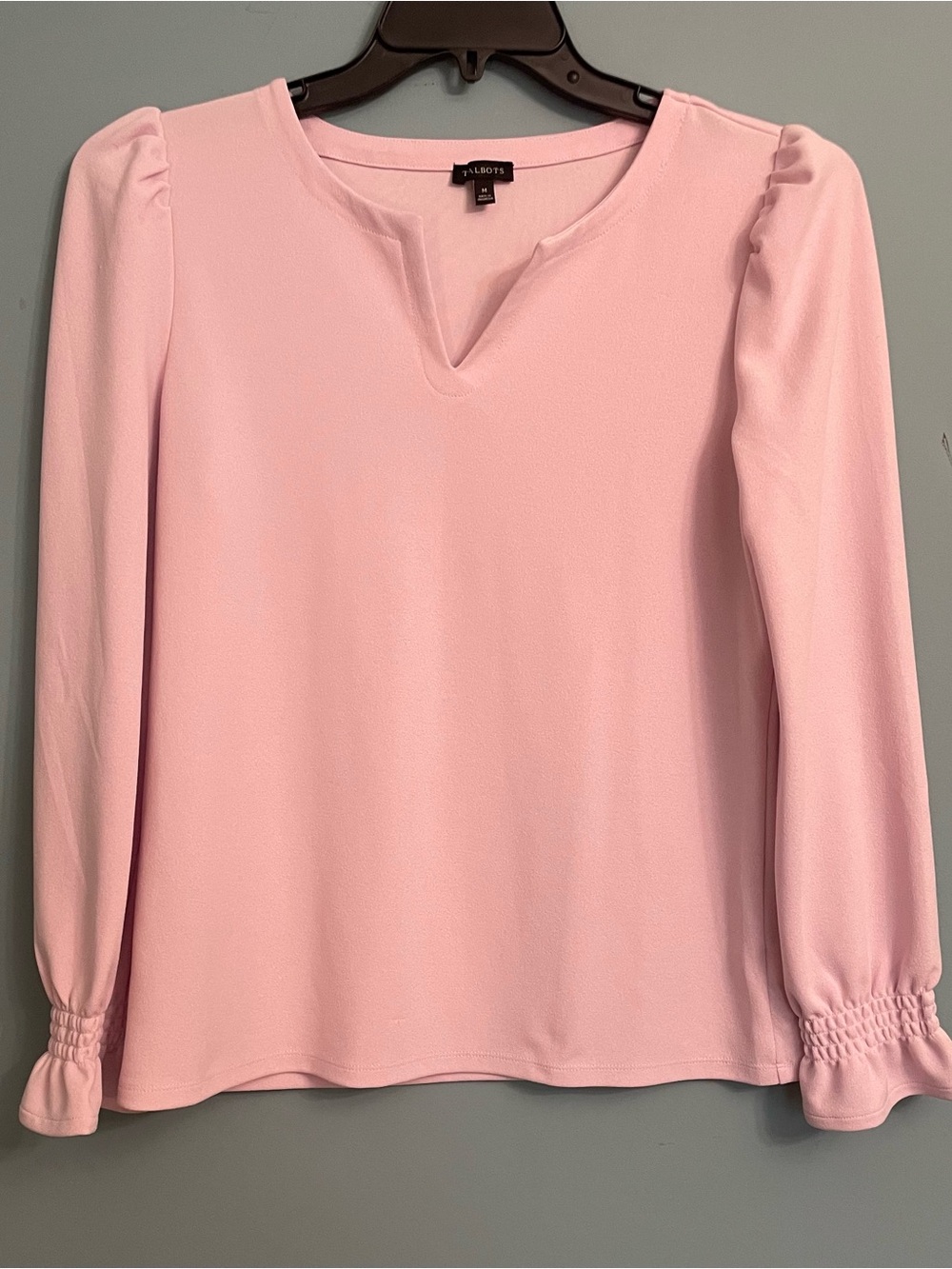 Talbots Lilac V-Notch Puff-Sleeve Blouse